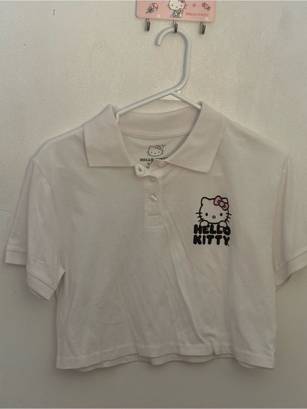 Hello Kitty White Polo Crop Top